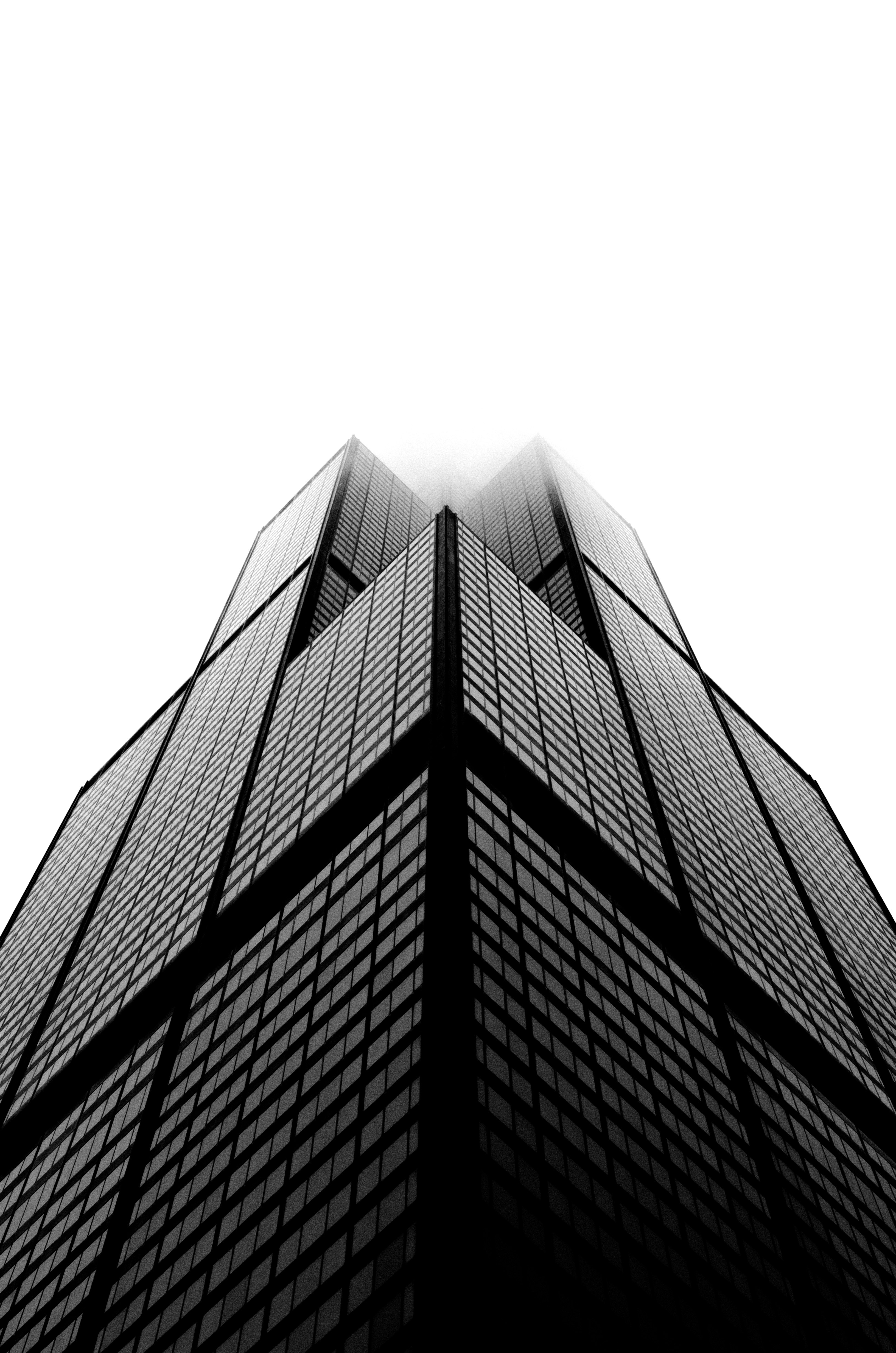 aerial photo of building under white sky